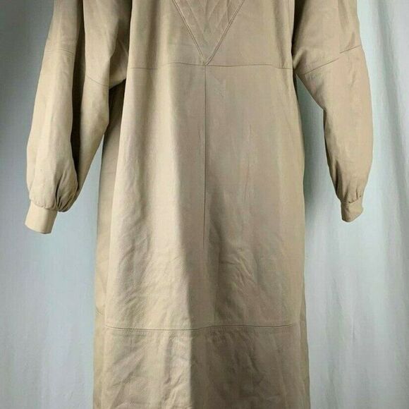 Vintage 80s Full Length Coat Lamb Leather Dyed Fox - Picture 4 of 6